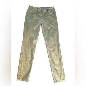 Sportalm coated metallic green skinny pants